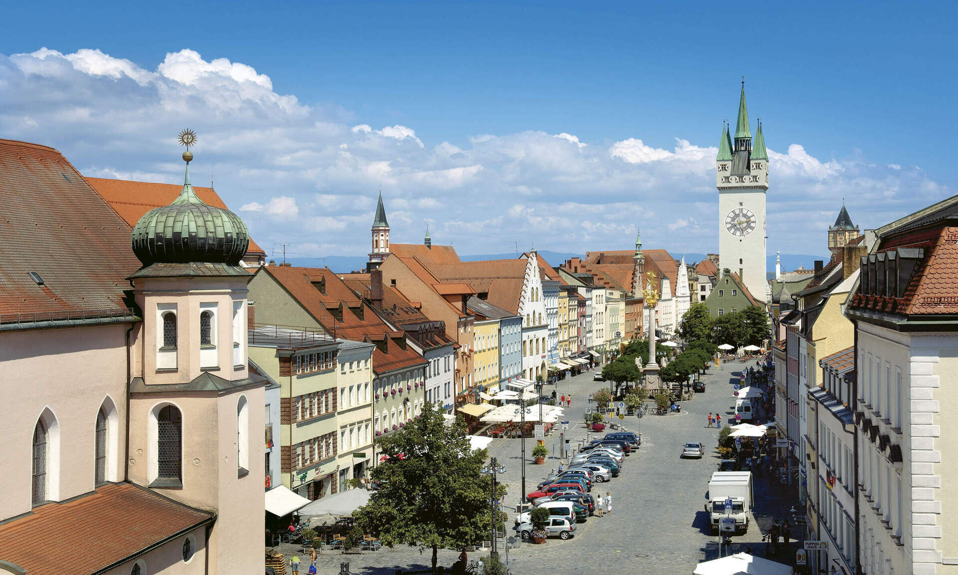 Blick in die Innenstadt des Bayerischen Straubings.