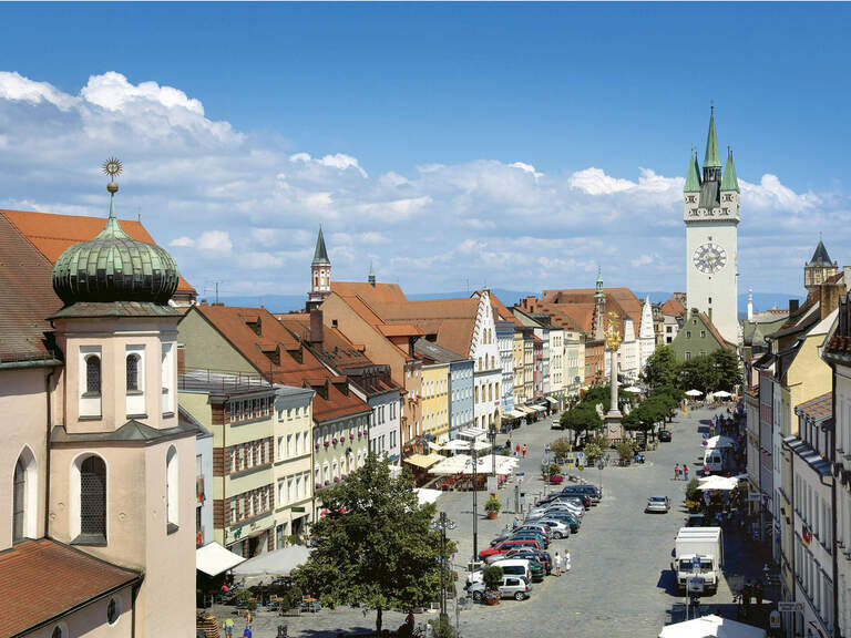 Blick in die Innenstadt des Bayerischen Straubings.